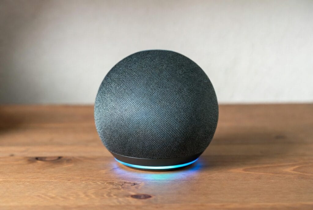 Echo Dot 5th Generation smart speaker with Alexa, shown in a premium product close-up.