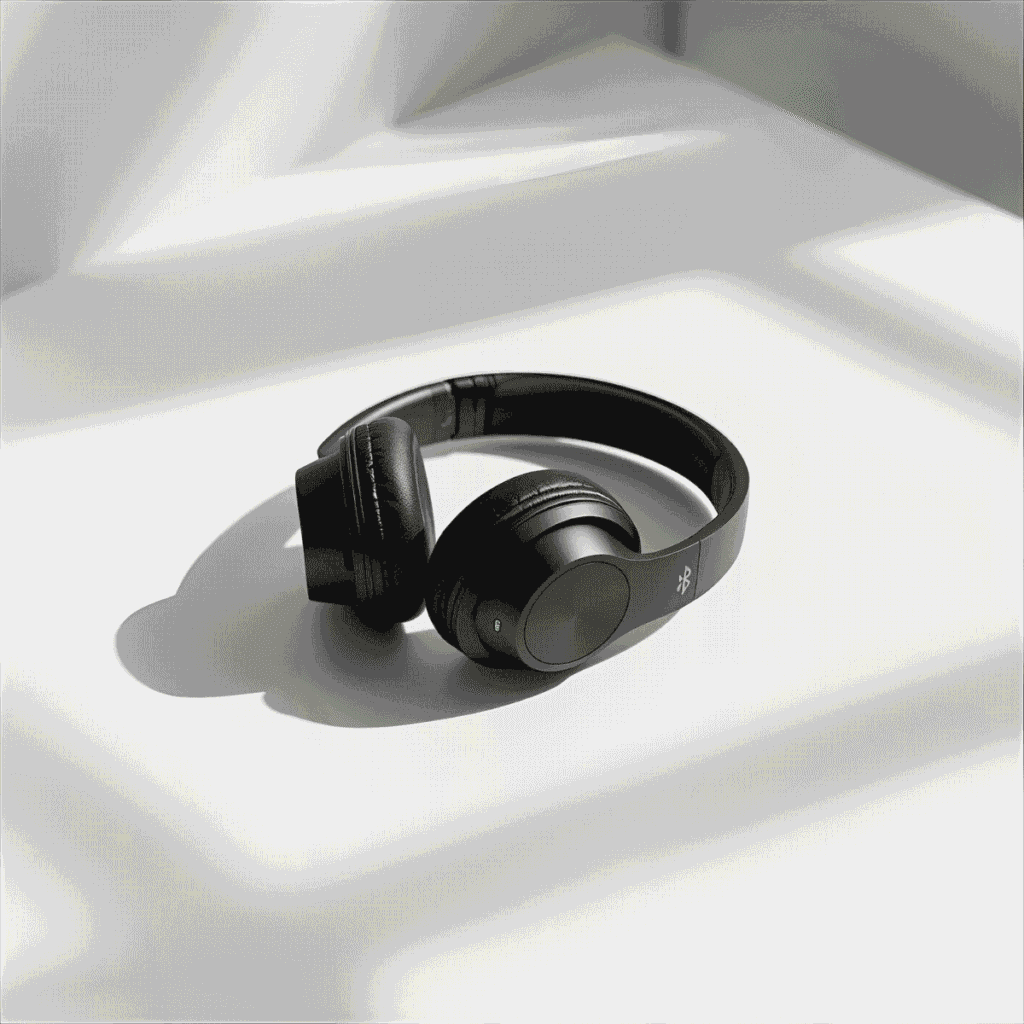 “Soundcore Q20i over-ear ANC headphones in black on a white desk”