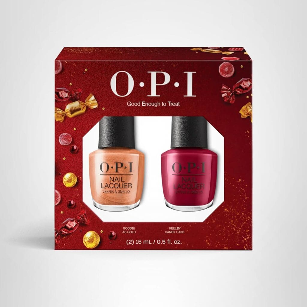 OPI Holiday 2025 nail polish featuring festive opaque crème and shimmer shades in an Amazon exclusive collection